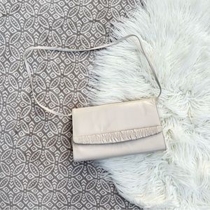 La Bella Vintage Cream Taupe Oversized Leather Clutch Handbag